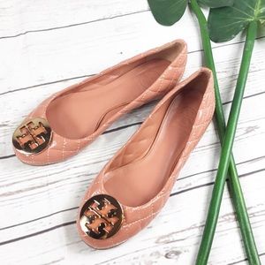 Tory Burch | Quinn Quilted Pink Patent Flats